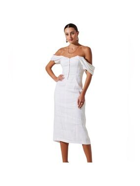 Astr White Off-Shoulder Midi Dress